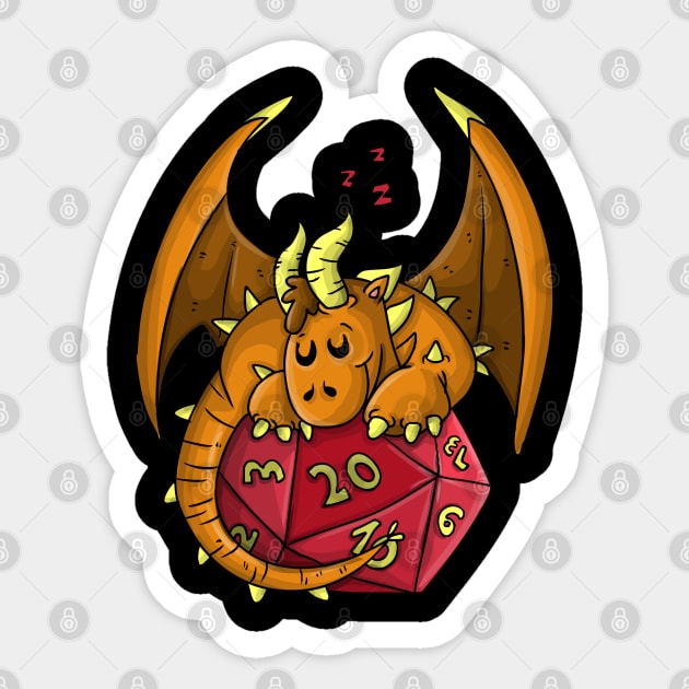 Cute Sleeping Dragon Funny Dungeons And Dragons DND D20 Lover Sticker by Bingeprints